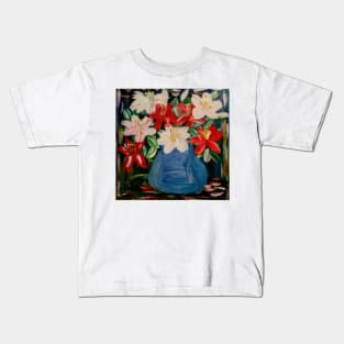 Some abstract  carnations flowers in a vase Kids T-Shirt